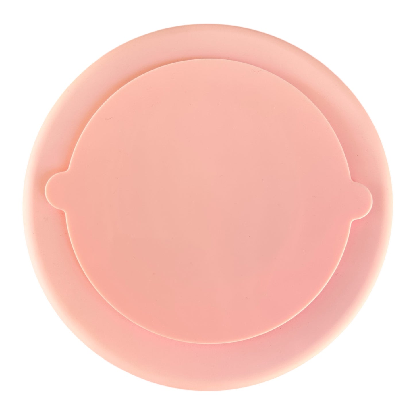 Bottom of Pink silicone slow feeder bowl on a white background