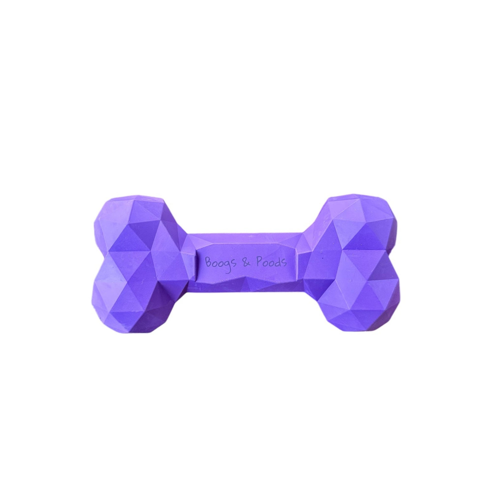 Purple rubber toy dog bone.