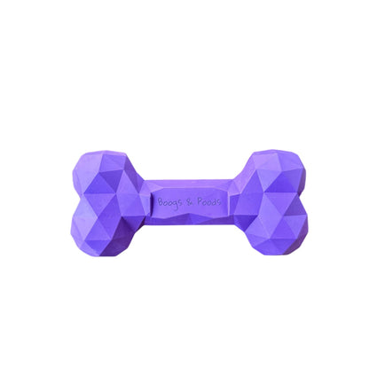 Purple rubber toy dog bone.
